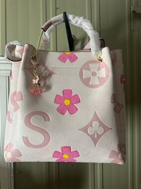 Stylish Pink Floral Tote Handbag